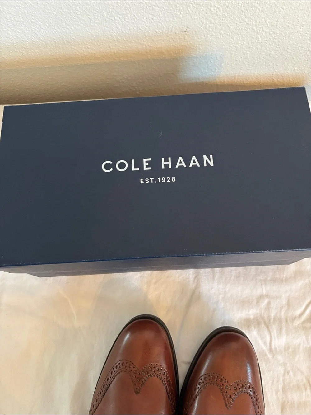 NEW IN BOX Womens Cole Haan Brown Leather Wingtip Derby Oxfords